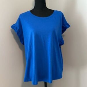 Cobalt Blue Crown & Ivy Ruffle Sleeve T-Shirt